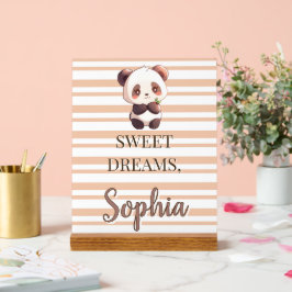 Señal Acrílica Personalized Cute Panda Sweet Dreams