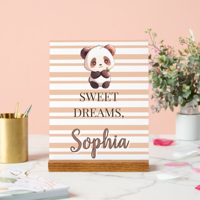 Señal Acrílica Personalized Cute Panda Sweet Dreams (Boda)
