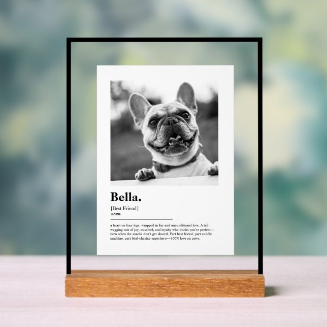 Señal Acrílica Personalized Dog Photo Print Dictionary Definition (Neutral )