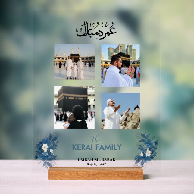 Señal Acrílica Personalized Umrah Mubarak Photo Collage Acrylic  (Neutral )