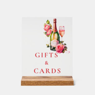 Señal Acrílica Pétalos y prosecco Bridal Ducha regalos y tarjetas