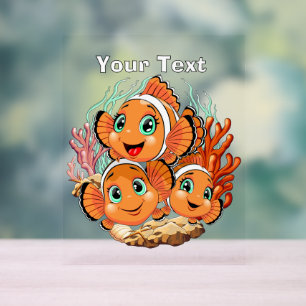 Señal Acrílica Pez payaso Dibujo animado Familia submarina linda