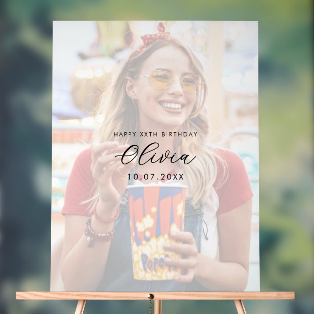 Señal Acrílica Photo Birthday Guest Signature (Neutral )