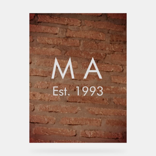 Señal Acrílica Piedra de ladrillo rústico marrón añadir nombre fe (Anverso)