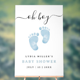 Señal Acrílica Pies de bebé azules Signo de bienvenida de Baby Sh