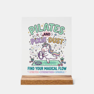 Señal Acrílica Pilates de Unicornio y Tipografía Negrita Polvo de