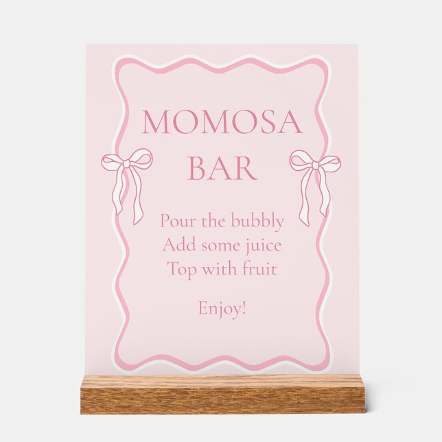 Señal Acrílica Pink Bow Baby Shower Momosa Bar (Subido por el creador)