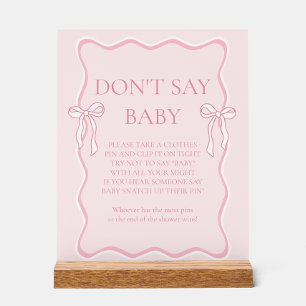 Señal Acrílica Pink Bow Baby Shower no dice juego de bebé
