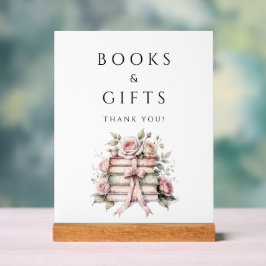 Señal Acrílica Pink Bow Books & Gifts Fiesta de Bebé