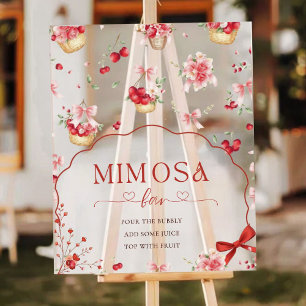 Señal Acrílica Pink Floral Cherry Mimosa Bar Baby Shower