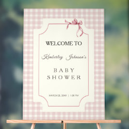 Señal Acrílica Pink Gingham con Bow Baby Shower