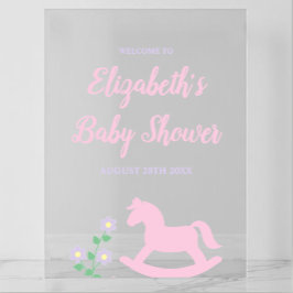Señal Acrílica Pink Rocking Horse Girl Baby Shower