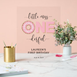 Señal Acrílica Pink Sweet Little MIss 1st Birthday