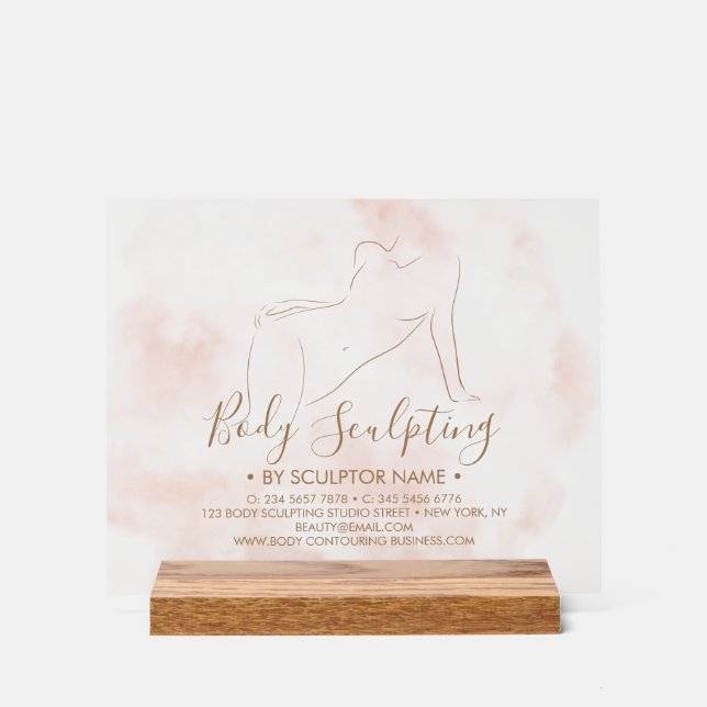Señal Acrílica Pink Watercolor Body sculpting contouring spa (Anverso)