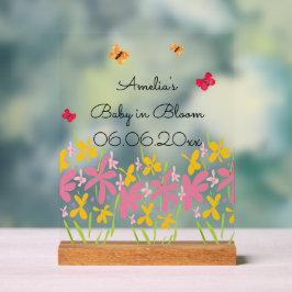 Señal Acrílica Pink Wildflower Baby Shower