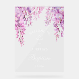 Señal Acrílica Pink Wisteria Baptism Welcome