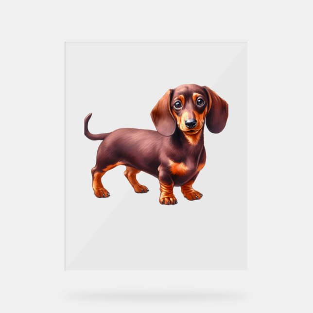 Señal Acrílica Pintura de Dachshund - Pintura de Acuarela de Perr (Anverso)