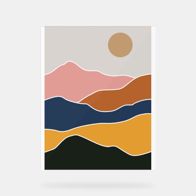 Señal Acrílica Pintura de montaña abstracta (Anverso)