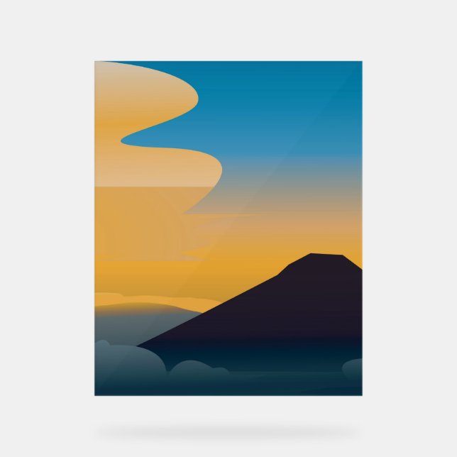 Señal Acrílica Pintura de montaña del ilustracion (Anverso)