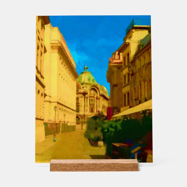 Señal Acrílica Pintura digital de la ciudad de Bucarest (Anverso)