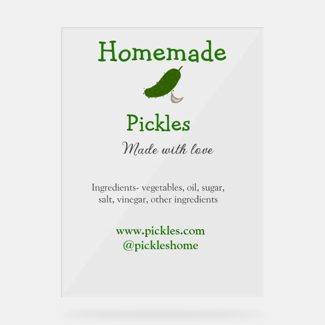 Señal Acrílica Piquetes caseros hechos con amor agregar sitio web (Anverso)