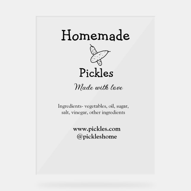 Señal Acrílica Piquetes caseros hechos con amor agregar sitio web (Anverso)