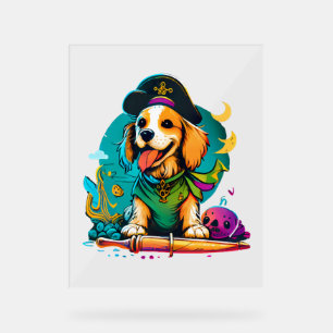 Señal Acrílica Pirata de perro de Golden Retriever