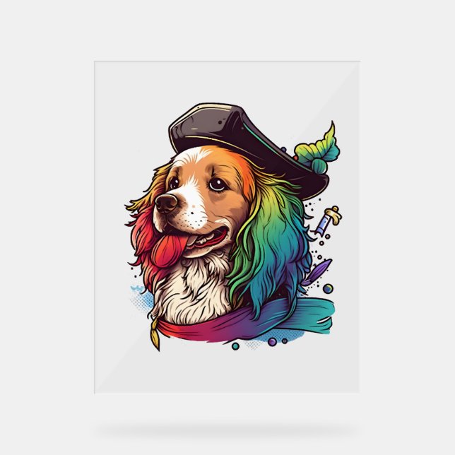 Señal Acrílica Pirata de perro de Golden Retriever (Anverso)