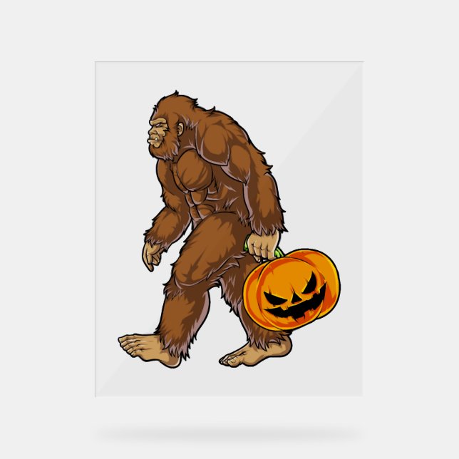 Señal Acrílica Pisos delanteros Sasquatch con camiseta de calabaz (Anverso)