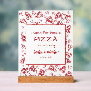 Señal Acrílica Pizza boda luego de la mano roja italiana del Fies
