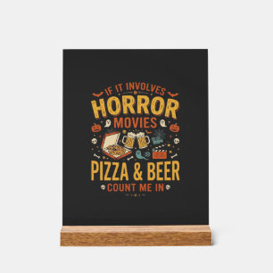 Señal Acrílica Pizza Cerveza Películas De Terror Diseño De Hallow