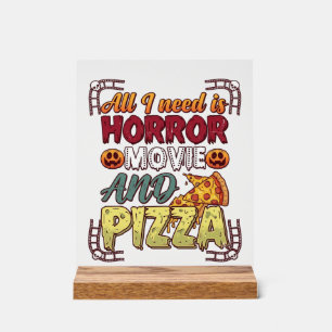 Señal Acrílica Pizza de Película de Terror Halloween Calabaza Crá