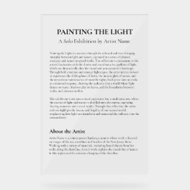 Señal Acrílica Placa de declaración del artista de la galería de