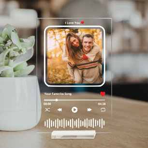 Señal Acrílica Placa de música de amor fotográfico personalizada