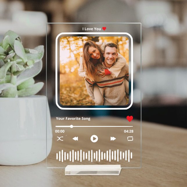 Señal Acrílica Placa de música de amor fotográfico personalizada (Personalized Photo Love Music Plaque Acrylic Sign)