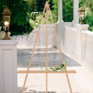 Señal Acrílica Plan de Asientos de Boda con Vegetación de 12 Mesa