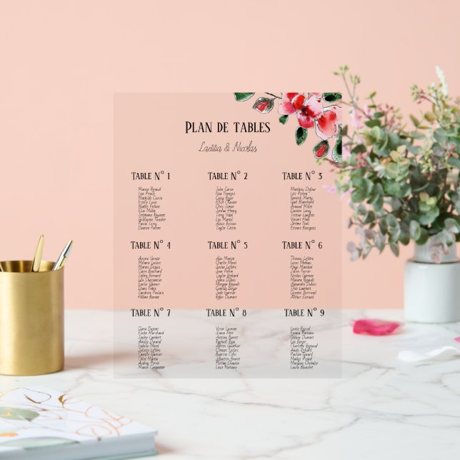 Señal Acrílica Plan de tables (Boda)