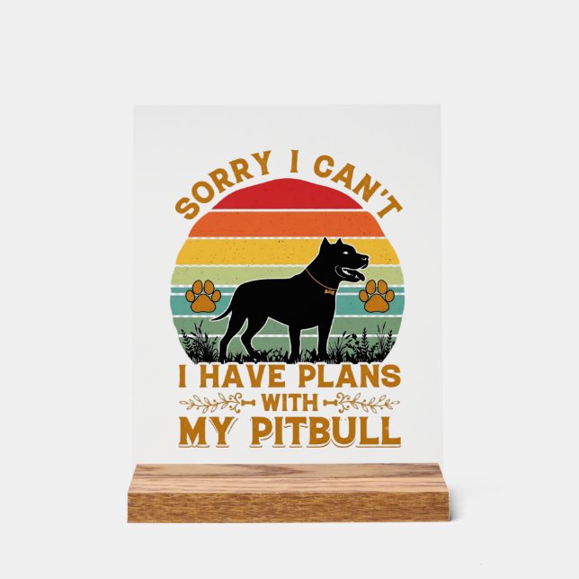 Señal Acrílica Planes para perros Pitbull Atardecer Retro_1 (Anverso)