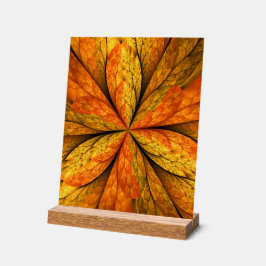 Señal Acrílica Planta de otoño, hoja de arte fractal abstracta mo