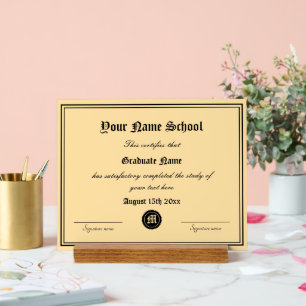 Señal Acrílica Plantilla de diploma de certificado elegante de se