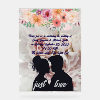 Señal Acrílica Plantilla de invitación de boda elegante