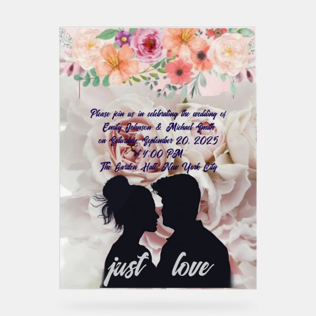 Señal Acrílica Plantilla de invitación de boda elegante (Anverso)