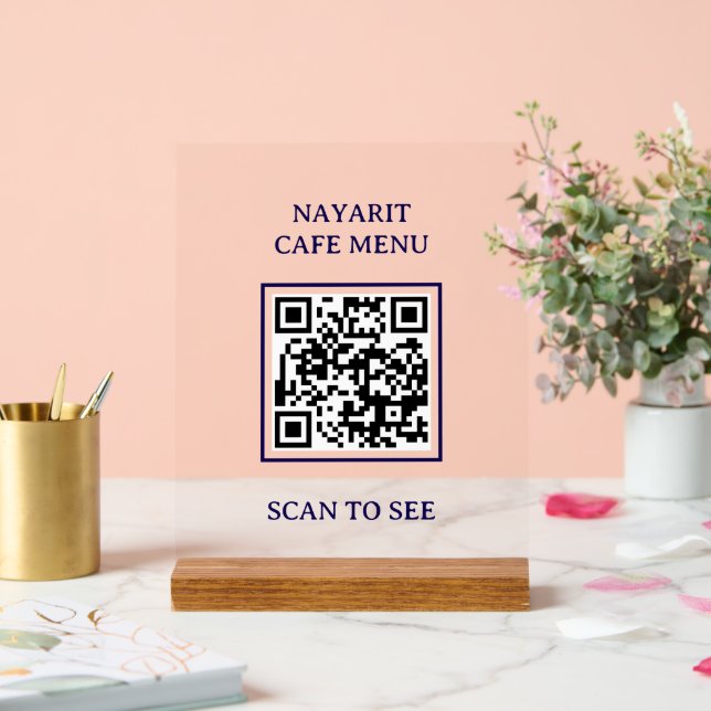 Señal Acrílica Plantilla de Menú Digital con Código Qr (Boda)