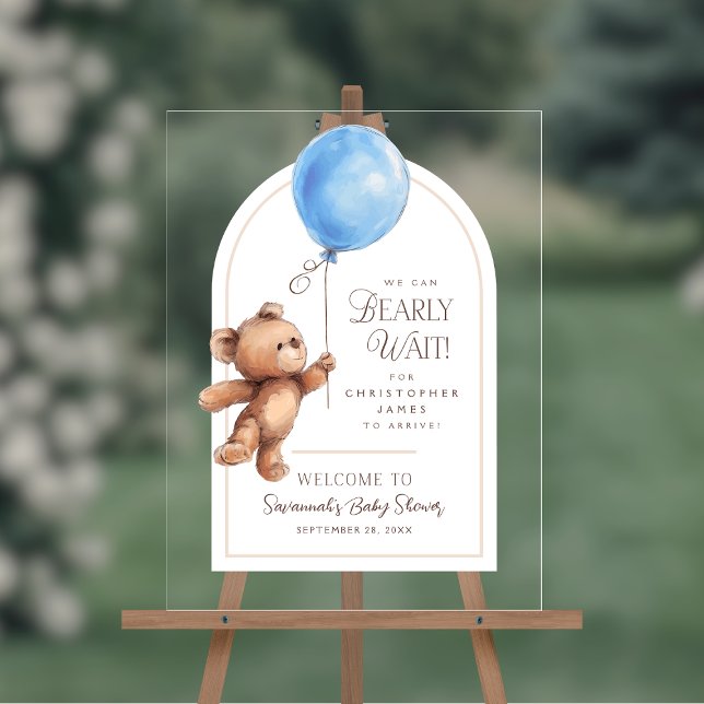 Señal Acrílica Podemos esperar la bienvenida de Baby Shower (Shown on an 18" x 24" acrylic sign)