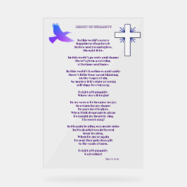 Señal Acrílica Poema cristiano, altura de la humanidad