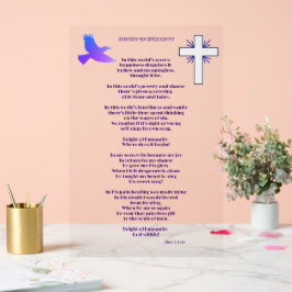 Señal Acrílica Poema cristiano, altura de la humanidad