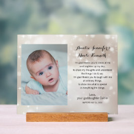 Señal Acrílica Poema de Baby Photo Godfather sobre las estrellas