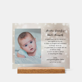 Señal Acrílica Poema de Baby Photo Godfather sobre las estrellas