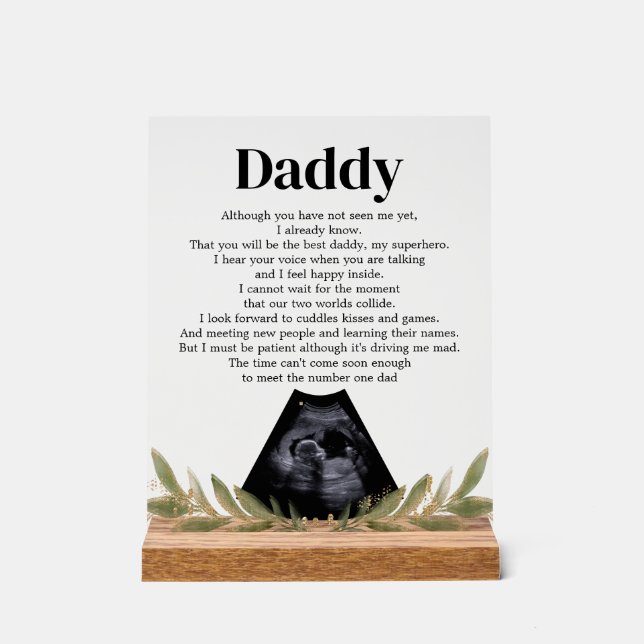 Señal Acrílica Poema de Bump para la Ultrasonografía de Daddy (Anverso)