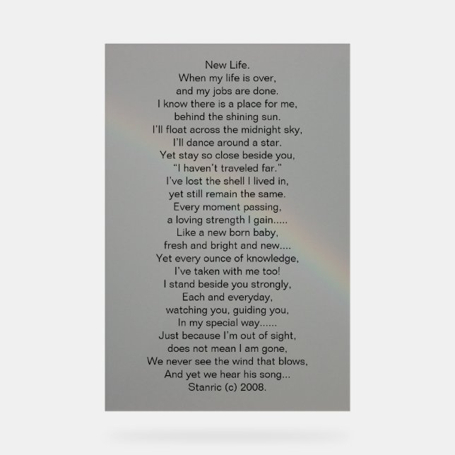 Señal Acrílica POEMA DE Rótulo acrílico EN DISEÑO FOTOGRAFÍA (Anverso)